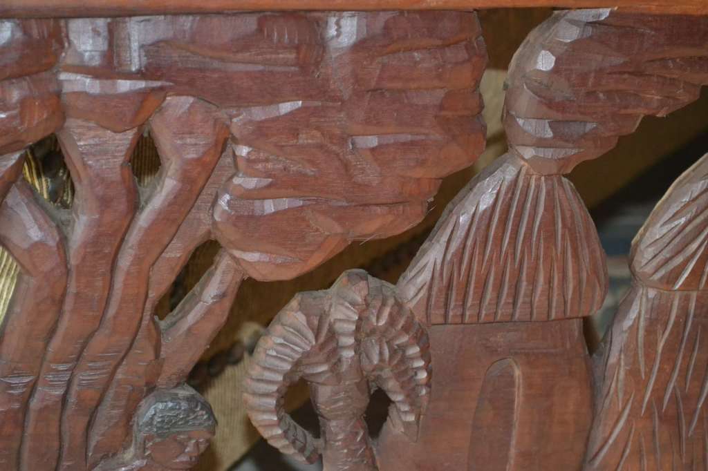 Large, Heavy Carved Wooden Panel / Wall Hanging -  Vintage