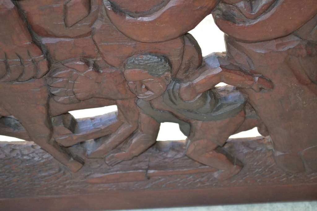 Large, Heavy Carved Wooden Panel / Wall Hanging -  Vintage