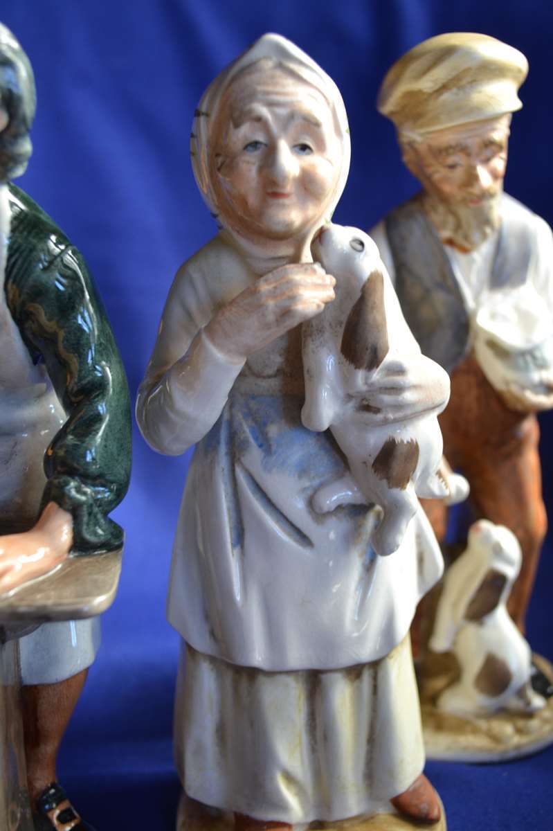 Royal Doulton The Clockmaker with Two Porcelain Figurines (With Repairs)