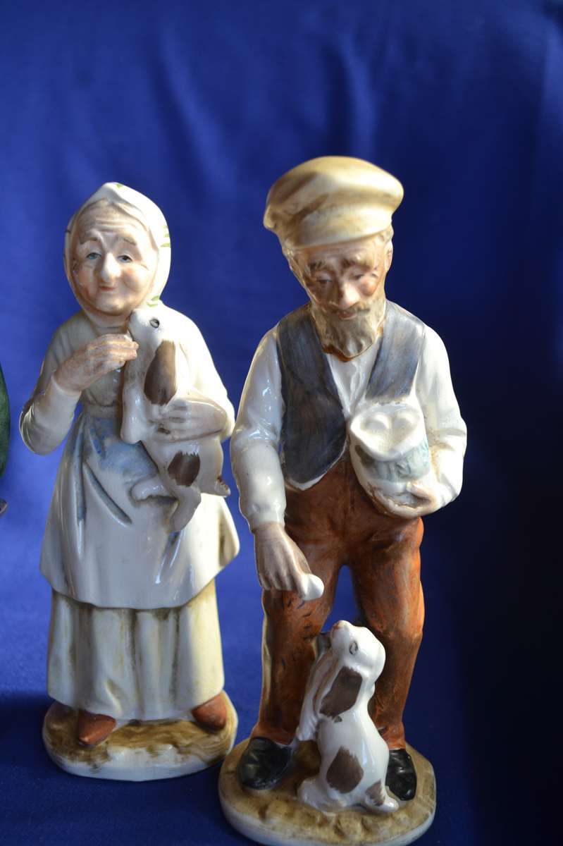 Royal Doulton The Clockmaker with Two Porcelain Figurines (With Repairs)