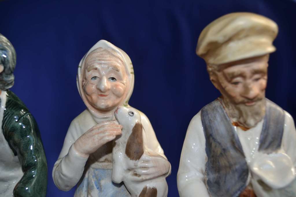 Royal Doulton The Clockmaker with Two Porcelain Figurines (With Repairs)
