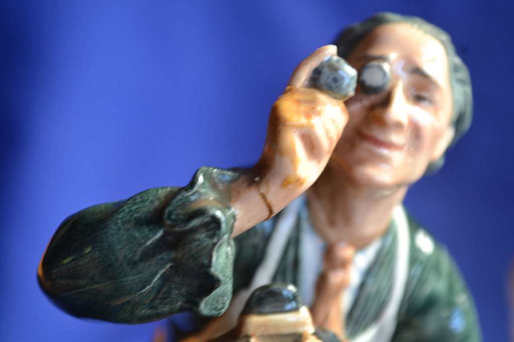 Royal Doulton The Clockmaker with Two Porcelain Figurines (With Repairs)