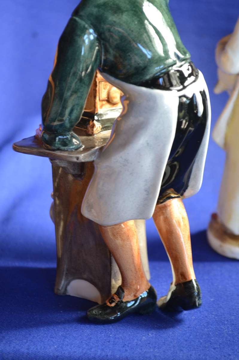 Royal Doulton The Clockmaker with Two Porcelain Figurines (With Repairs)