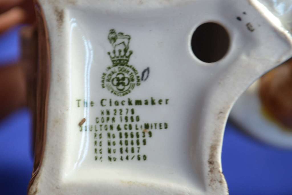 Royal Doulton The Clockmaker with Two Porcelain Figurines (With Repairs)