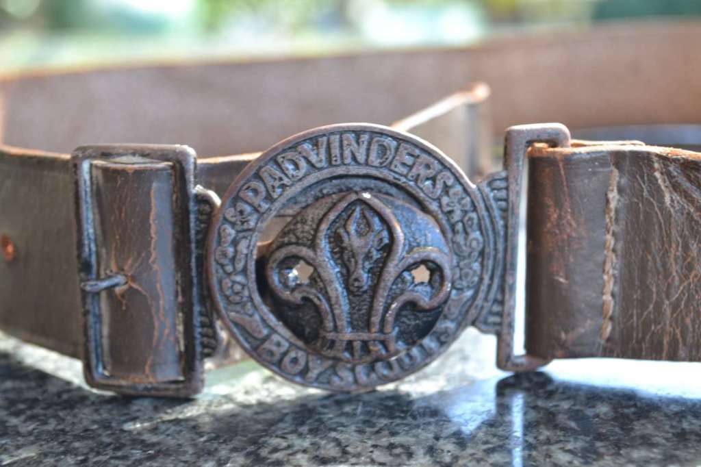 Vintage Padvinders Boy Scouts Leather Belt with Buckle c1950`s