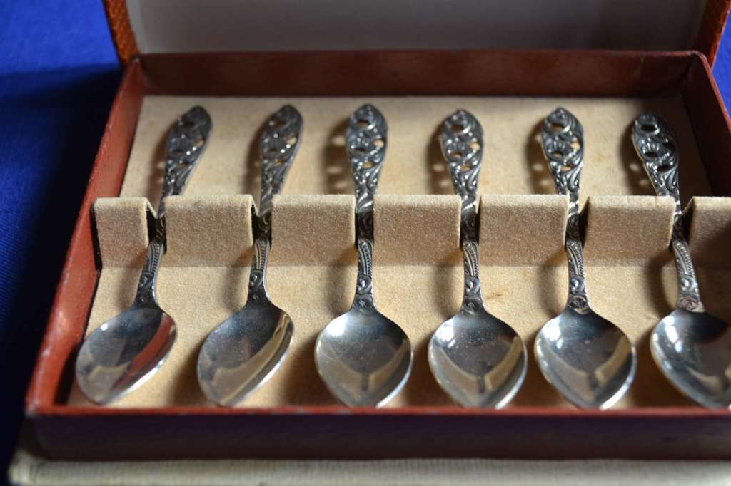Set of Six Nickel Silver Spoons - Made in Holland - Boxed