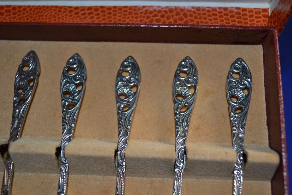 Set of Six Nickel Silver Spoons - Made in Holland - Boxed