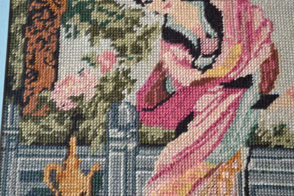 Vintage Oriental Style Tapestry - Framed behind Glass