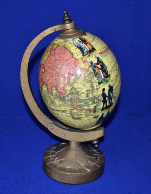 Unique Ostrich Egg World Globe