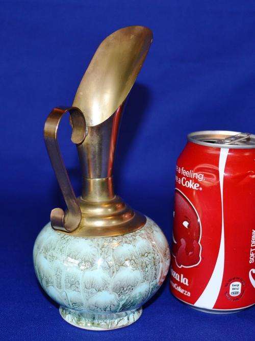 Vintage Pitcher - Porcelain and Brass - Holland