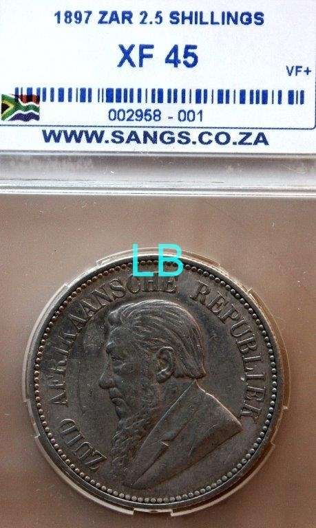 1897 SANGS ZAR 2.5 Shillings XF 45