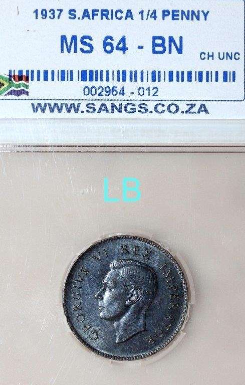 1937 SANGS 1/4 Penny MS 64 BN