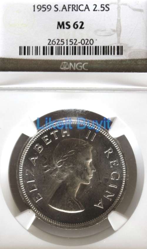 Rarely Offered 1959 NGC 2.5 Shillings MS 62