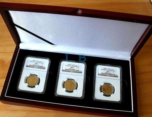 Stunning Boxed Set of 2008 Mandela 90th Birthday R5 Coins - NGC Graded MS65, MS66 and MS67