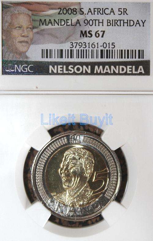 2008 New Label Mandela 90th Birthday NGC Graded MS 67