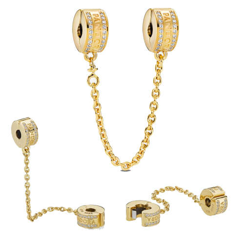 Pandora Shine Logo Safety Chain with CZ