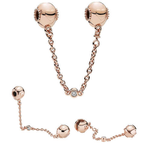 Pandora Rose Heart Safety Chain with CZ