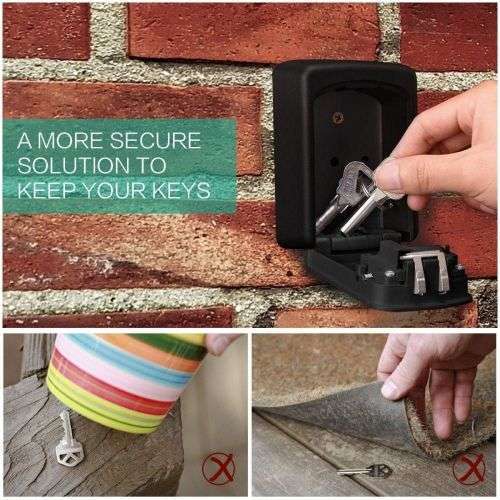 4 Digit Combination Wall Mounted Safe Box For Keys Black