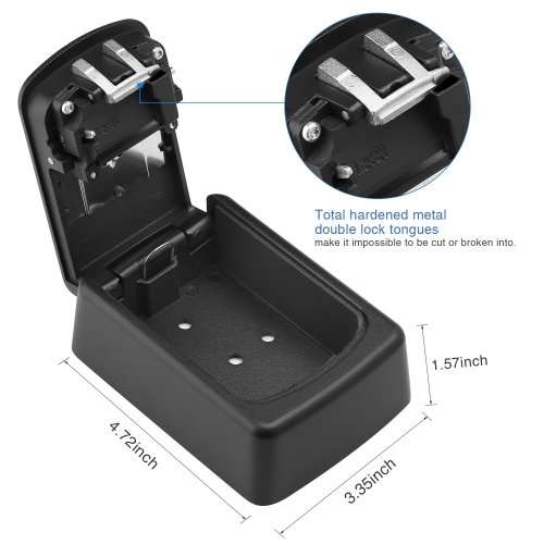 4 Digit Combination Wall Mounted Safe Box For Keys Black