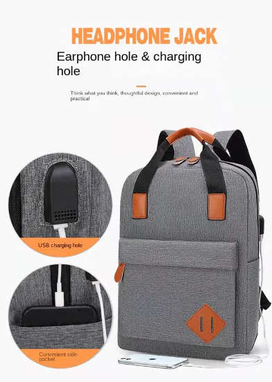 Handbag Crossbody Bag Laptop Backpack With External USB Port - Set of 3-Black