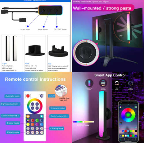 Ambient Light Flow Light Bar App Control RGB Backlight Music Sync