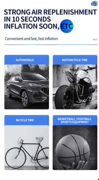 Digital Display Power Bank Inflate Pump Led Light Air Compressor