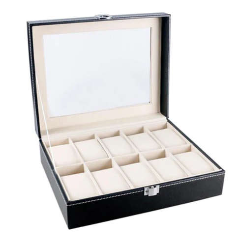 10 Slot PU Leather Watch Collector Display