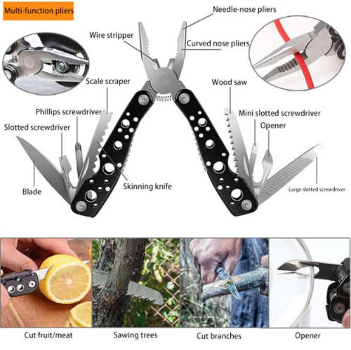 Tactical Survival Multi-Function Kit - 36 in 1 - Black-Camouflage Bag