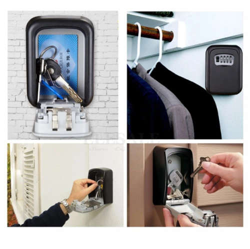 Wall Mounted Key Safe Storage Lock Box With 4-Digit Password - Black