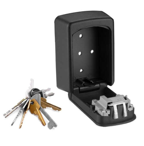 Wall Mounted Key Safe Storage Lock Box With 4-Digit Password - Black