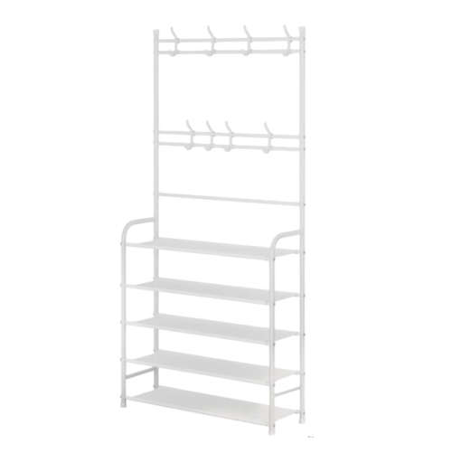 5-Tier Shoe and Clothes Rack - White