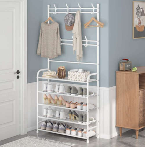 5-Tier Shoe and Clothes Rack - White