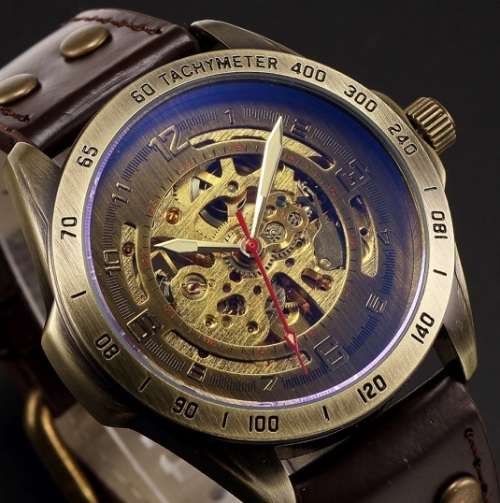 Automatic Skeleton Steampunk Watch