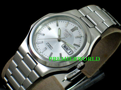 SEIKO MENS AUTOMATIC SEE THRU OCTAGON STEEL WATCH