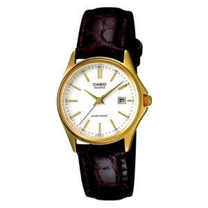 This listing is for a Brand New Casio Ladies Gold Tone Leather Dress Watch w/ White Dial