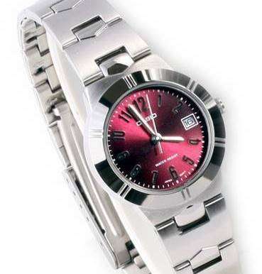 100% Genuine Latest Casio Red Dial Ladies Date Analog Dress Watch