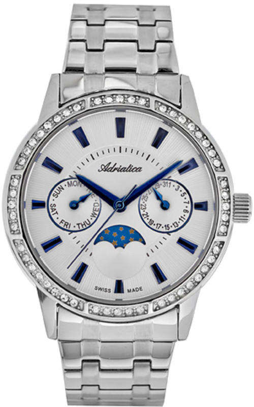 Adriatica Womens Swiss Made Date, day of week, month, moon phase watch