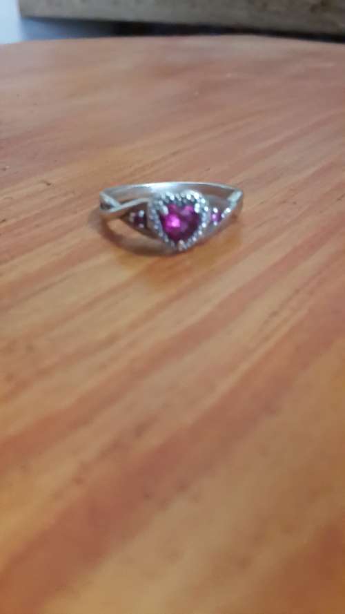 Silver ring with genuine ruby