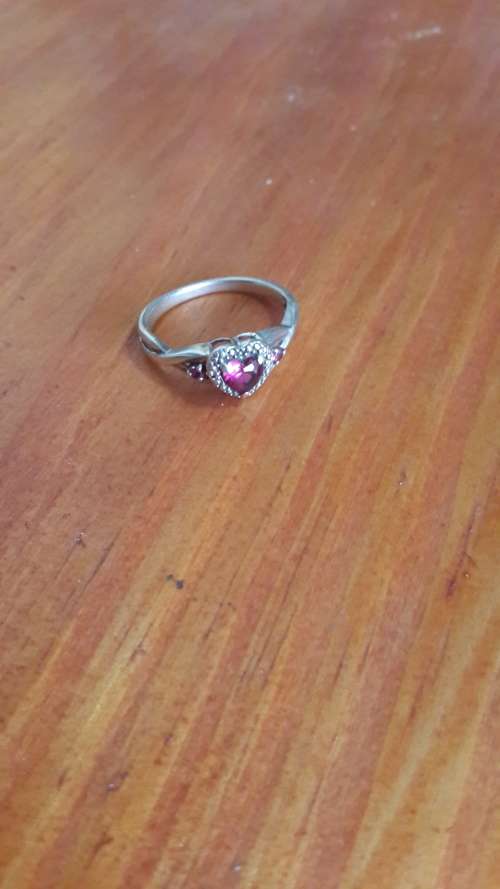 Silver ring with genuine ruby