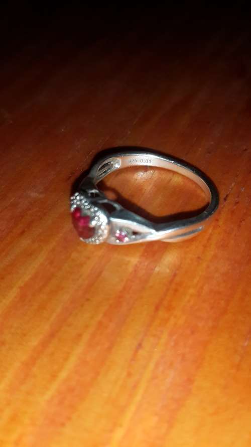 Silver ring with genuine ruby