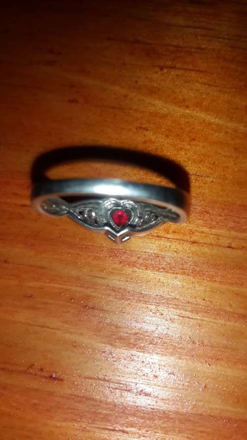 Silver ring with genuine ruby