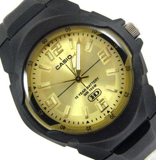 NO RESERVE....Men's Casio 10-Year Battery Analog Resin Watch Gold Face .....BRAND NEW!!