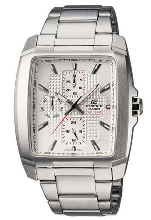 NO RESERVE....Men's Casio Edifice Chronograph Silver Tone Stainless Steel Watch .... BRAND NEW!!