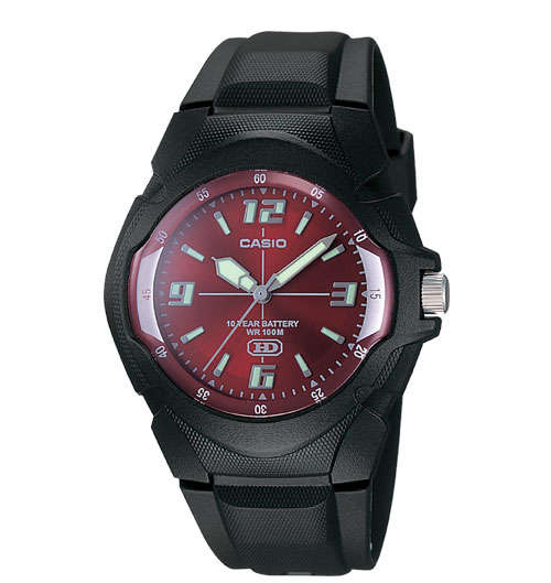 CASIO  !!! Men's 10-Year Battery Analog Resin Watch Red Face .....BRAND NEW!!