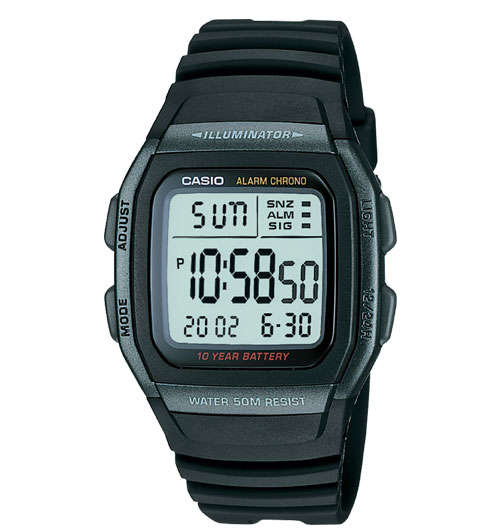CASIO Men's 10-Year Battery Alarm Sports Digital W96H-1B Classic Watch