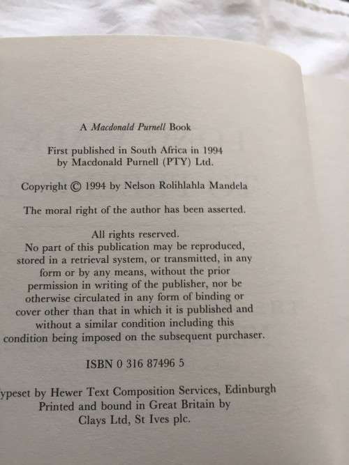 Signed in 1994! South African First Edition"Long Walk to Freedom" (Macdonald Purnell) Nelson Mandela