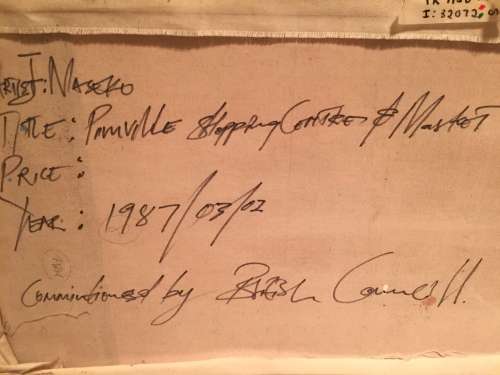 FREE SHIPPING IN SA!! JOE MASEKO ORIGINAL PAINTING TITLED "PIMVILLE SHOPPING CENTRE AND MARKET" 1987