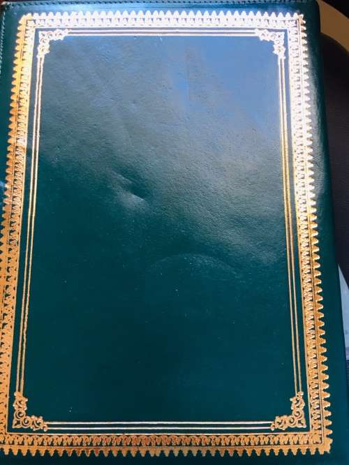 MOROCCAN LEATHER FOLDER DARK GREEN WITH 22 KARAT GOLD TRIM