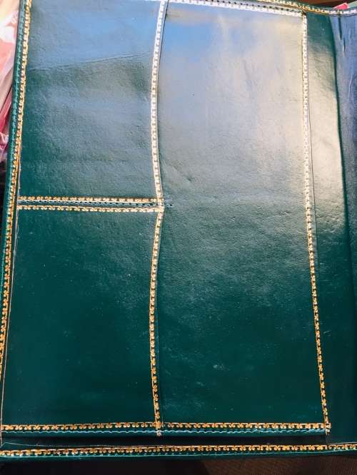 MOROCCAN LEATHER FOLDER DARK GREEN WITH 22 KARAT GOLD TRIM