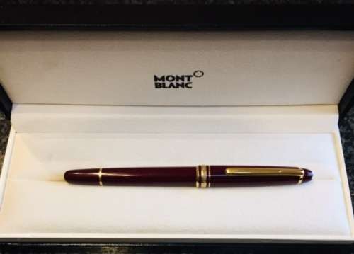 VINTAGE MONT BLANC MEISTERSTUCK BORDEAUX (BURGUNDY) FOUNTAIN PEN - 14K GOLD NIB! IN BOX